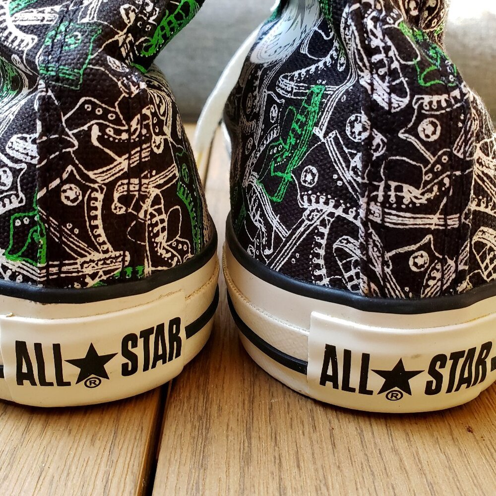 BNWoT CTAS Converse black/kelly green converse allover pattern (11M - 13W) KICKS - Picture 4 of 8